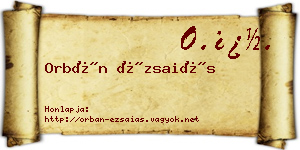 Orbán Ézsaiás névjegykártya